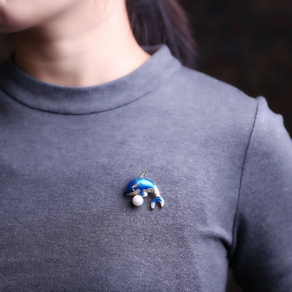Only ships with $15 orders. Blue Dolphin Brooch - Picture 5 of 6